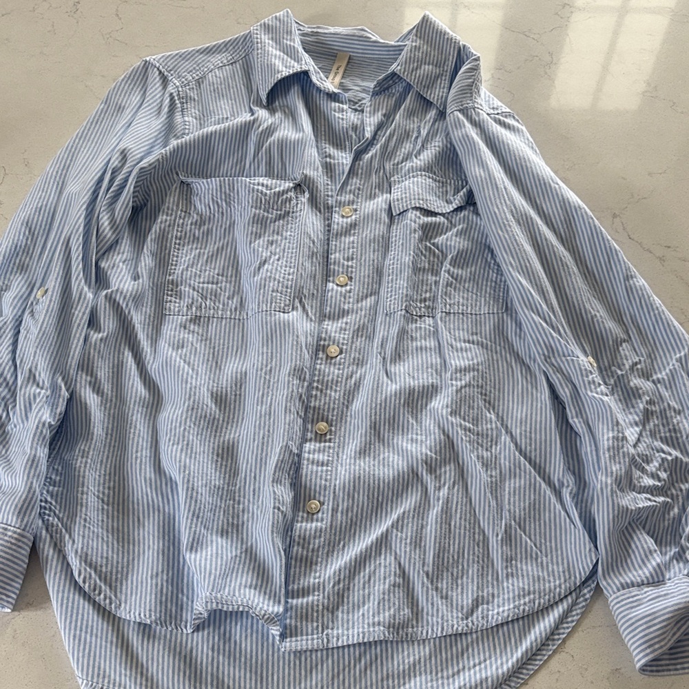 Babaton Light Blue Striped Casual Shirt
